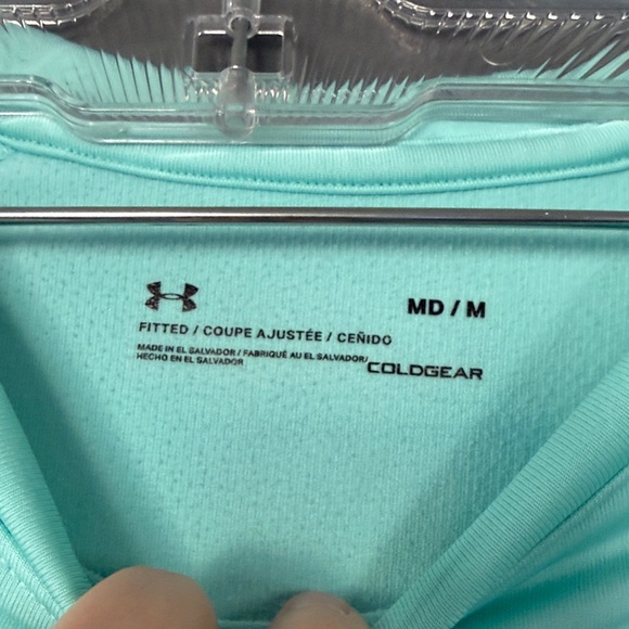 Under Armour Teal Long Sleeve Top with Black Details, thick, soft, and stretchy - Picture 2 of 4
